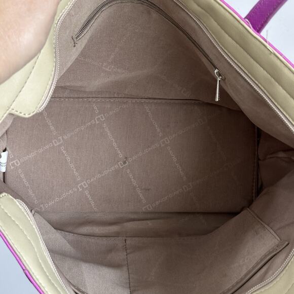David Jones Paris Purse Tote Purple Vintage Zipper 17x10 Faux Leather‎ Party NEW - Picture 10 of 11